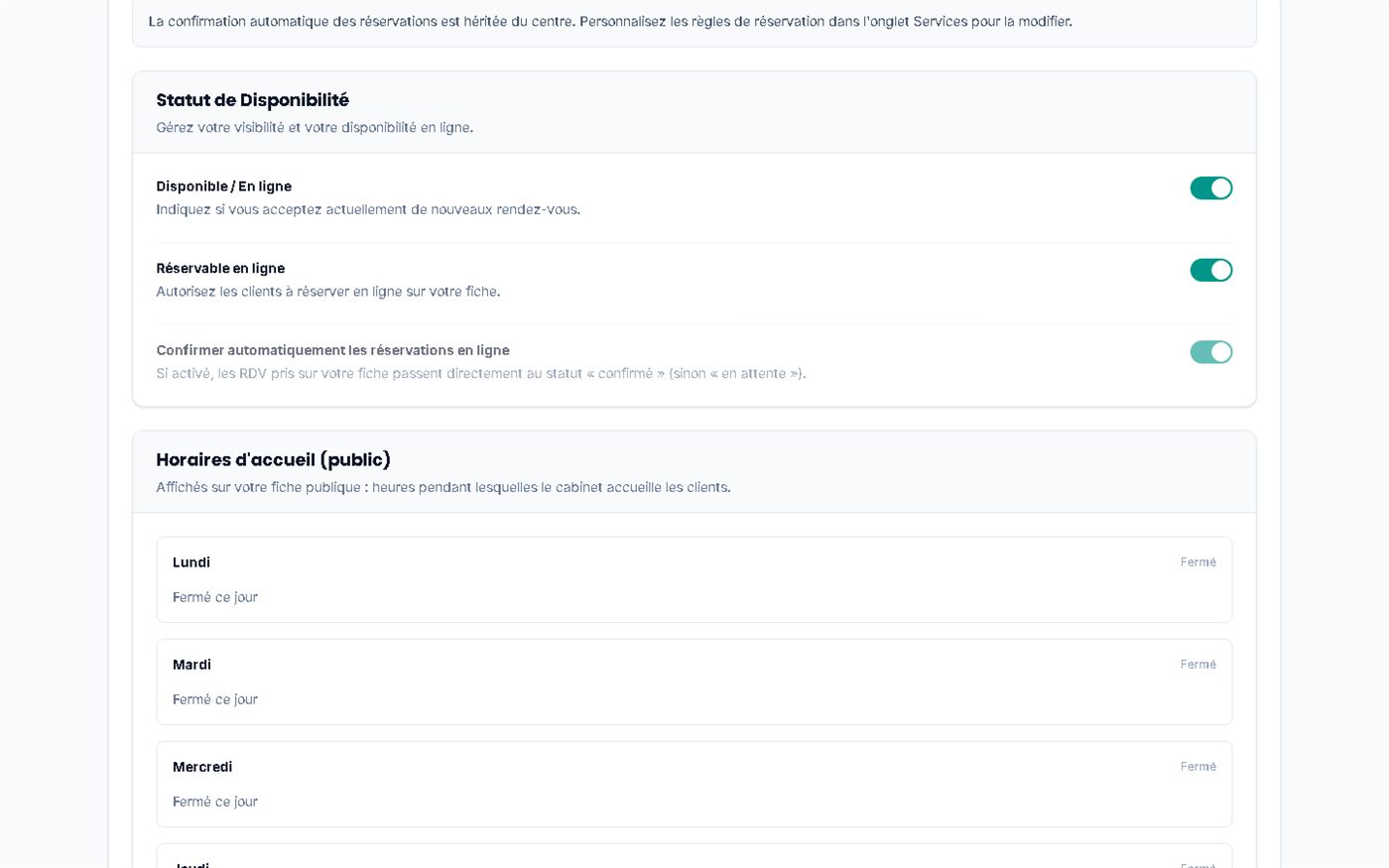 Online boeken activeren